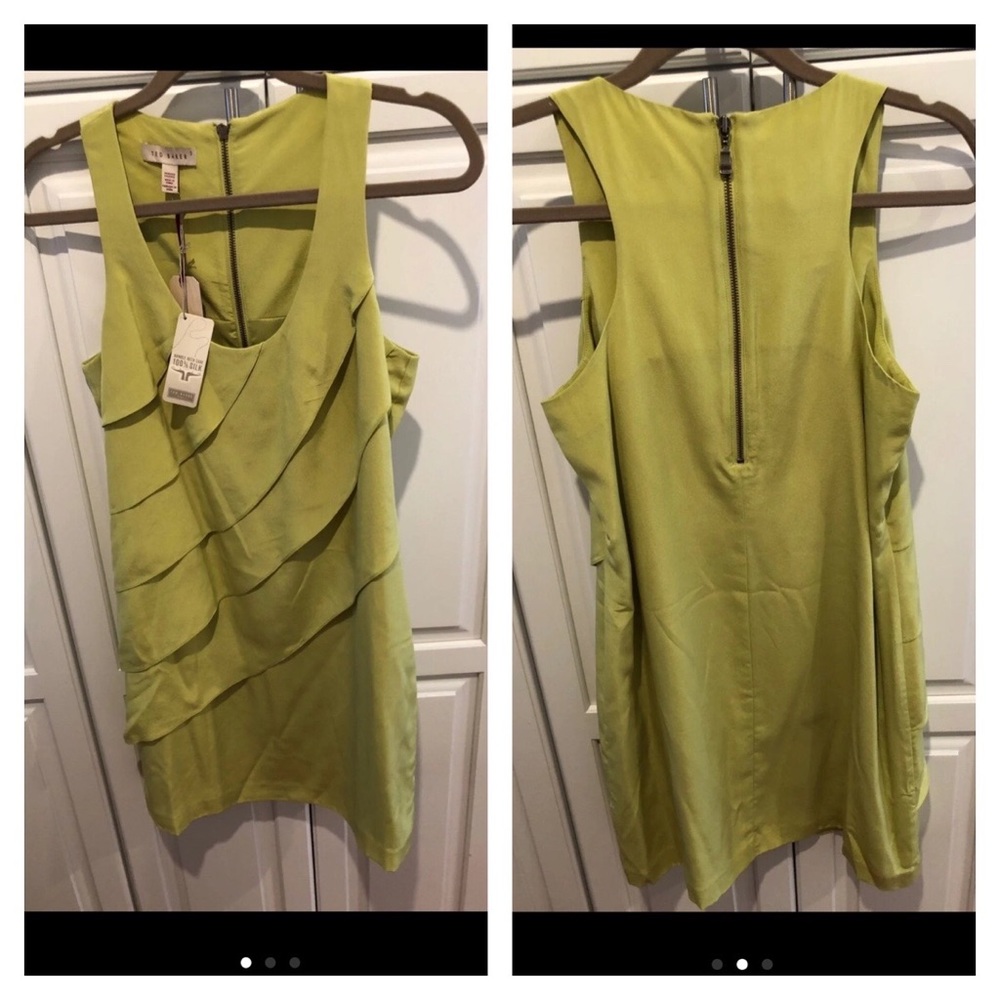 Silk green dress with tiered ruffles ted Baker 3